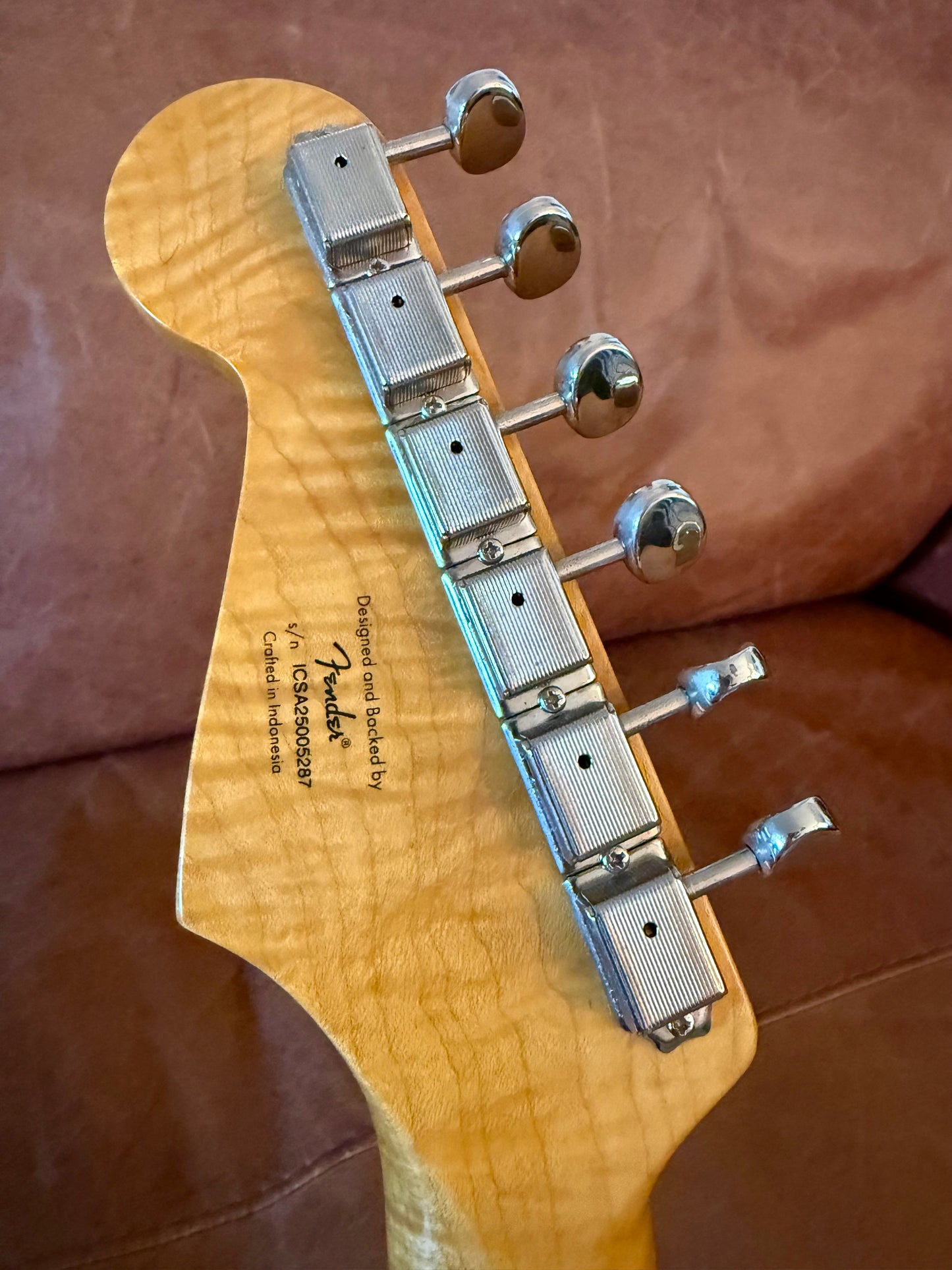 Squier Classic Vibe Stratocaster 2025 - upgraded with genuine Fender Stratocaster parts and pickups and a AAA+++ flame maple neck
